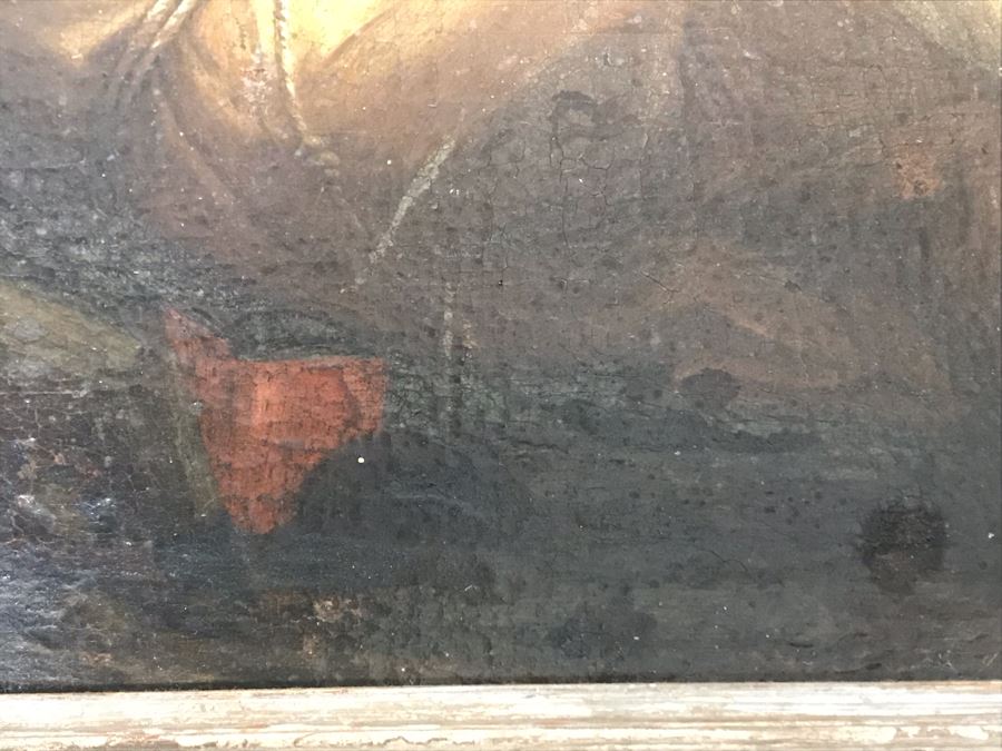 Antique Original Italian Oil Painting Of Descending Angels Surrounding Monk 19 X 14 [Photo 21]