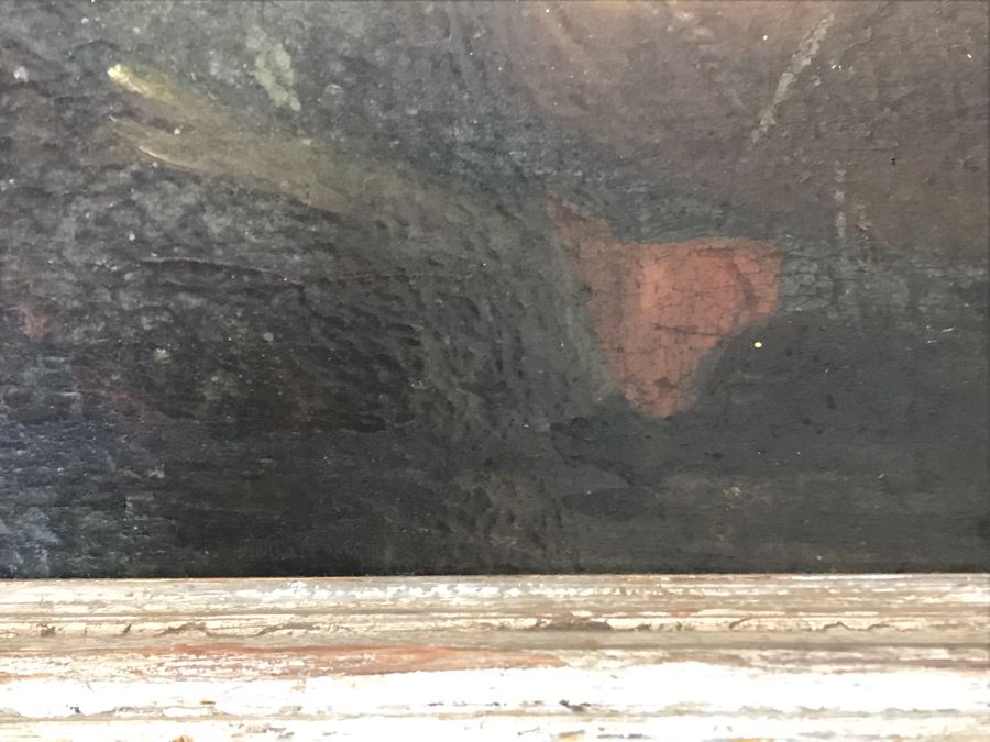 Antique Original Italian Oil Painting Of Descending Angels Surrounding Monk 19 X 14 [Photo 22]