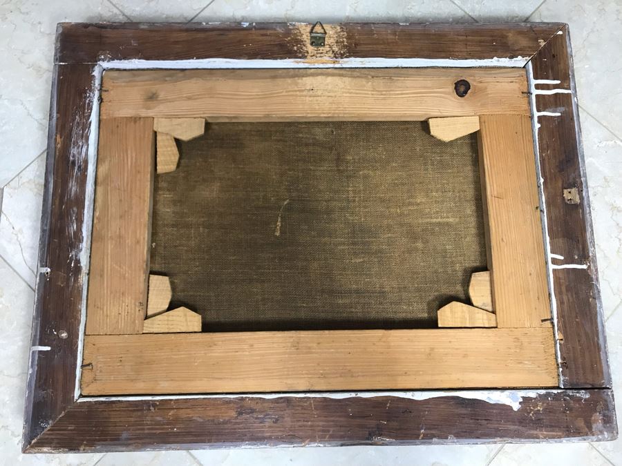 Antique Original Italian Oil Painting Of Descending Angels Surrounding Monk 19 X 14 [Photo 33]