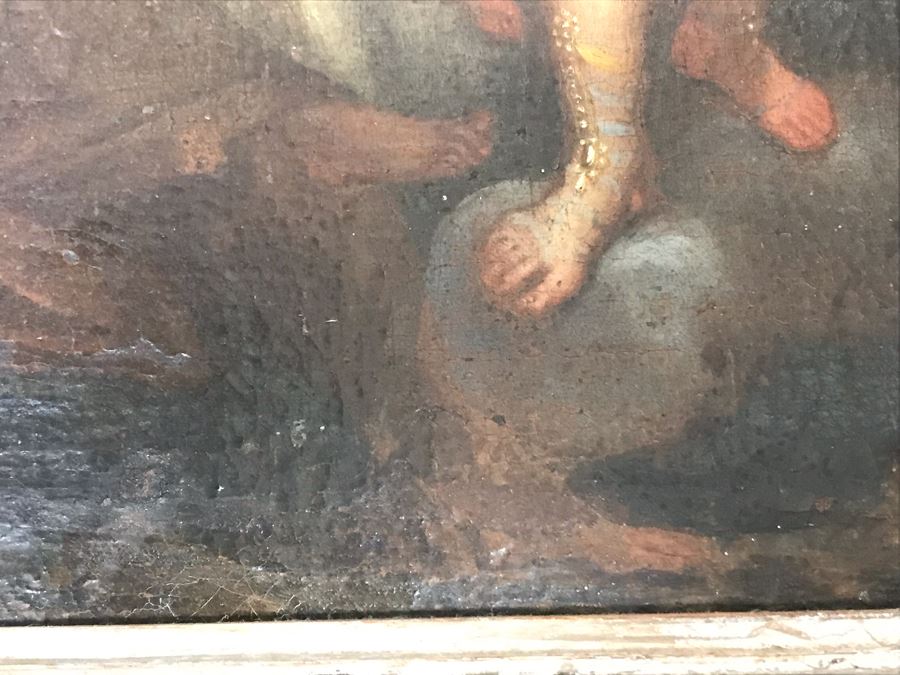 Antique Original Italian Oil Painting Of Descending Angels Surrounding Monk 19 X 14 [Photo 20]