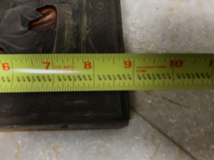 Antique Russian Orthodox Icon Of Virgin Mary With Jesus Handpainted Icon In Metal Riza Oklad 9 X 10.5 [Photo 30]