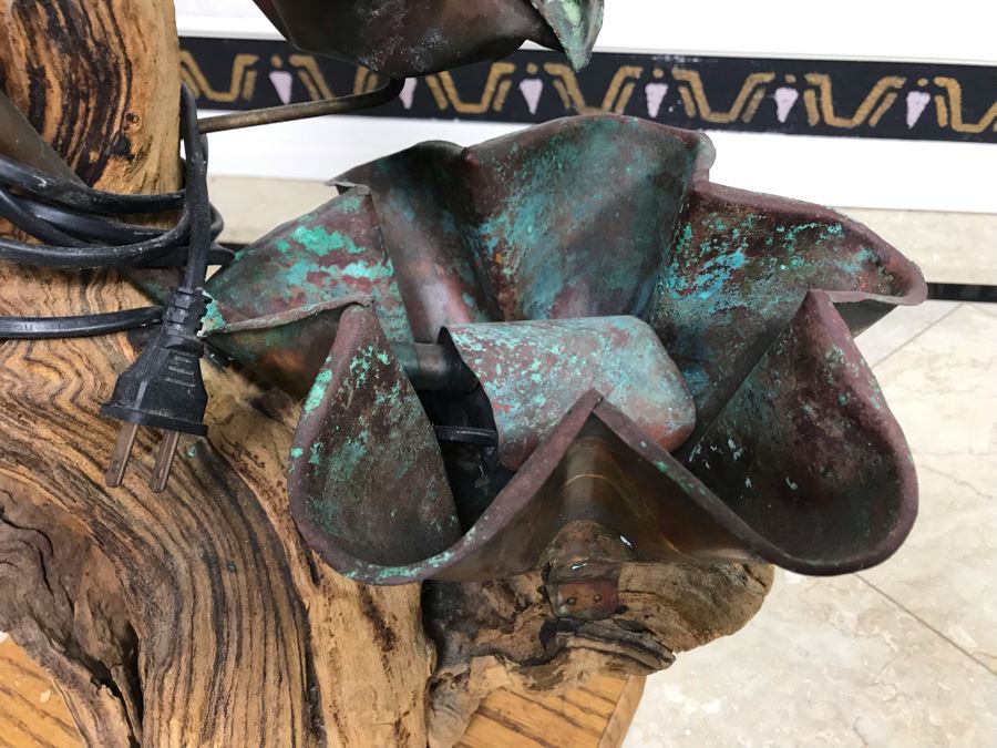 Sculptural Copper And Wood Water Fountain 12W X 8D X 23H [Photo 7]