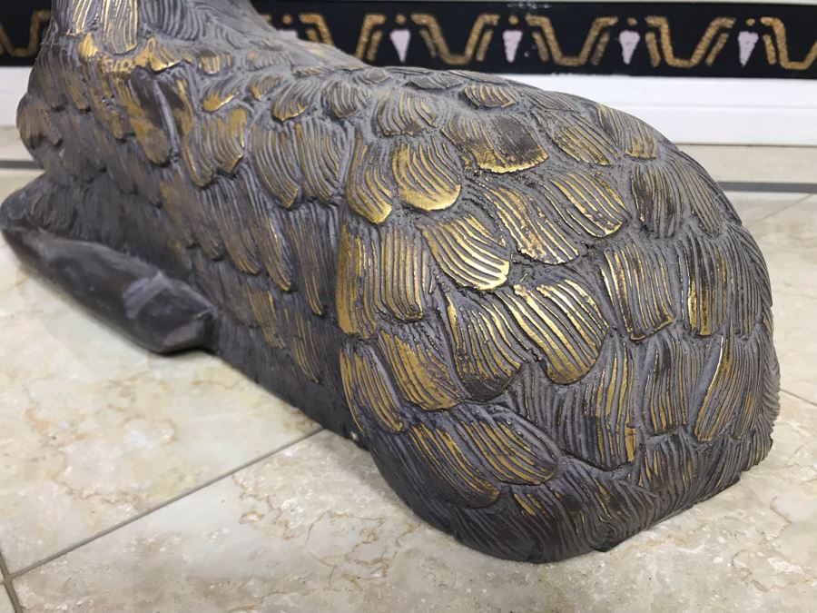 Gilded Carved Wooden Ram Bighorn Sheep Sculpture 17W X 7D X 14H [Photo 10]