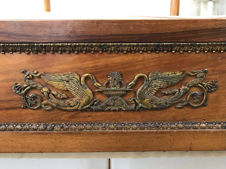 Impressive French Empire Style Ormolu Mounted 4 Post Bed With Gilded Eagle Finials At Each Post And Claw Feet 83W X 105L X 62H [Photo 9]