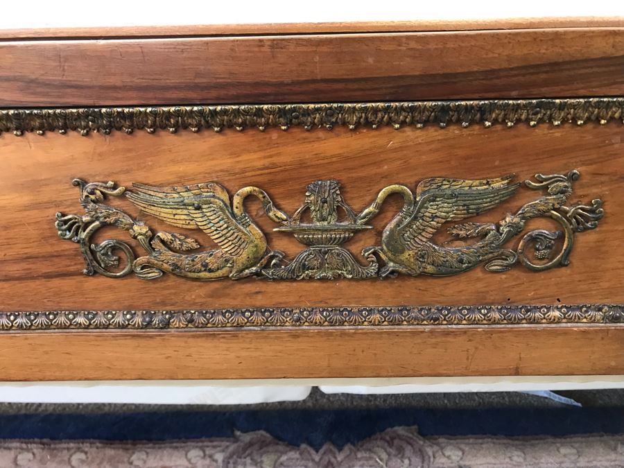 Impressive French Empire Style Ormolu Mounted 4 Post Bed With Gilded Eagle Finials At Each Post And Claw Feet 83W X 105L X 62H [Photo 8]