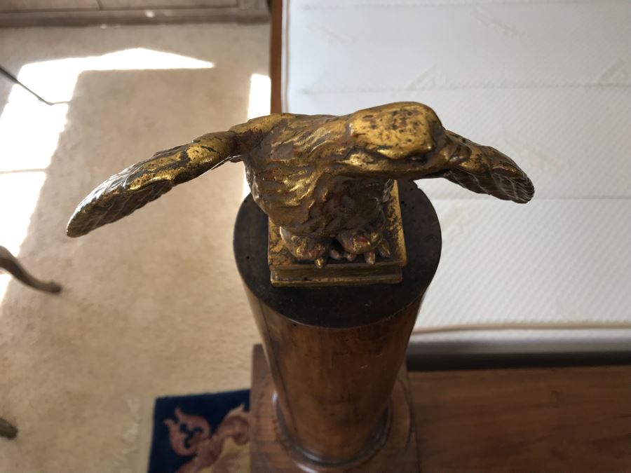 Impressive French Empire Style Ormolu Mounted 4 Post Bed With Gilded Eagle Finials At Each Post And Claw Feet 83W X 105L X 62H [Photo 18]