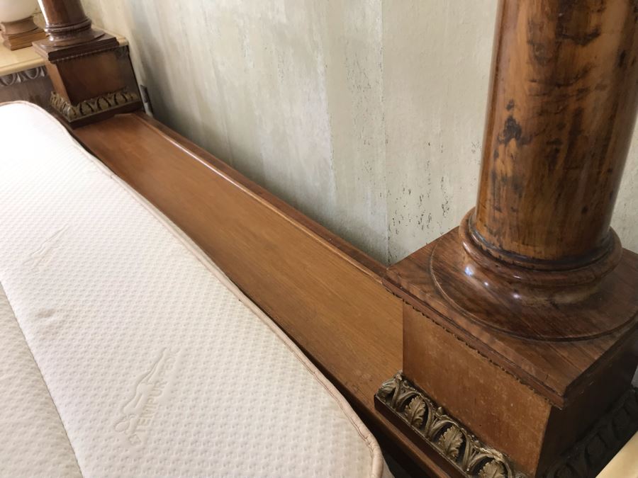 Impressive French Empire Style Ormolu Mounted 4 Post Bed With Gilded Eagle Finials At Each Post And Claw Feet 83W X 105L X 62H [Photo 24]