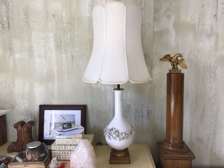 Pair Of Italian Ceramic Original Marbro Table Lamps White [Photo 3]