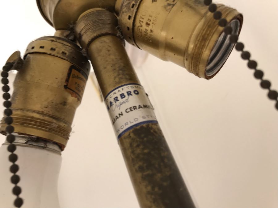 Pair Of Italian Ceramic Original Marbro Table Lamps White [Photo 9]