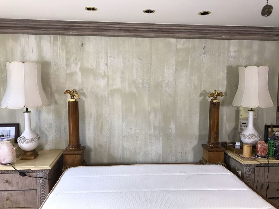 Pair Of Italian Ceramic Original Marbro Table Lamps White [Photo 2]