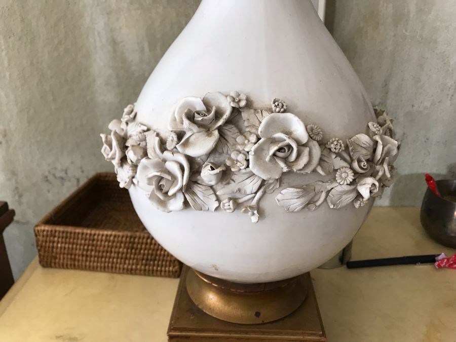 Pair Of Italian Ceramic Original Marbro Table Lamps White [Photo 12]