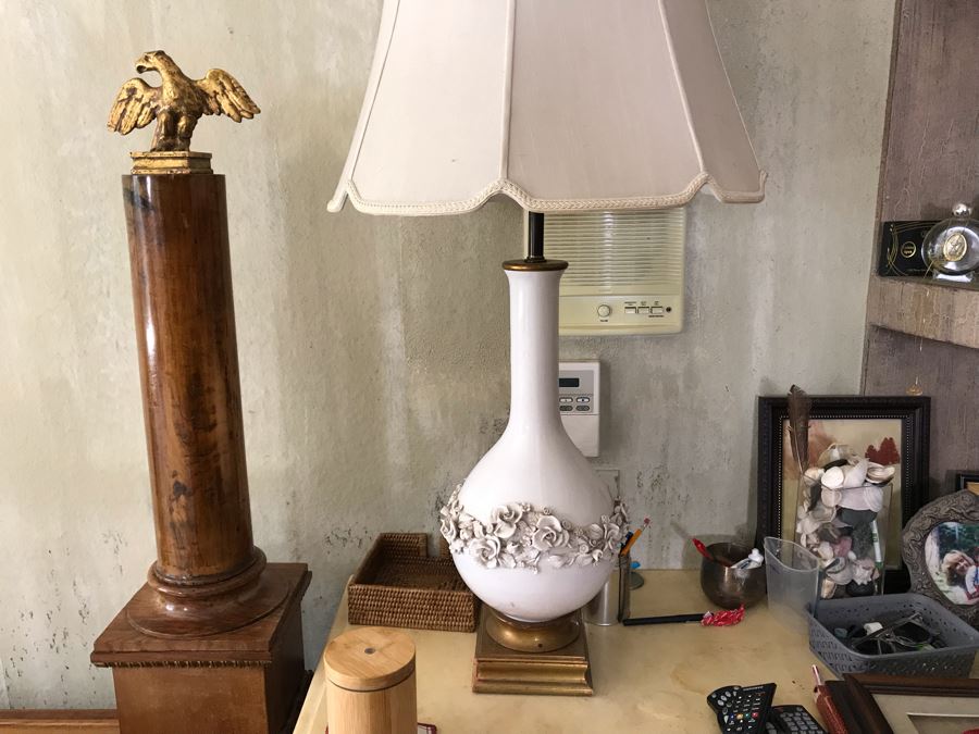 Pair Of Italian Ceramic Original Marbro Table Lamps White [Photo 11]