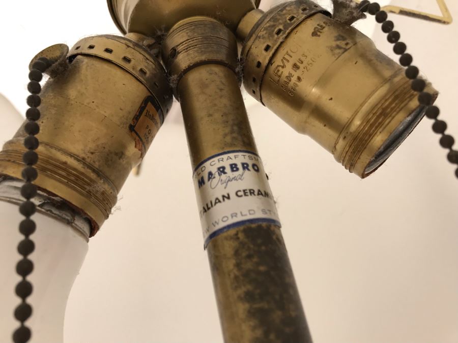 Pair Of Italian Ceramic Original Marbro Table Lamps White [Photo 7]