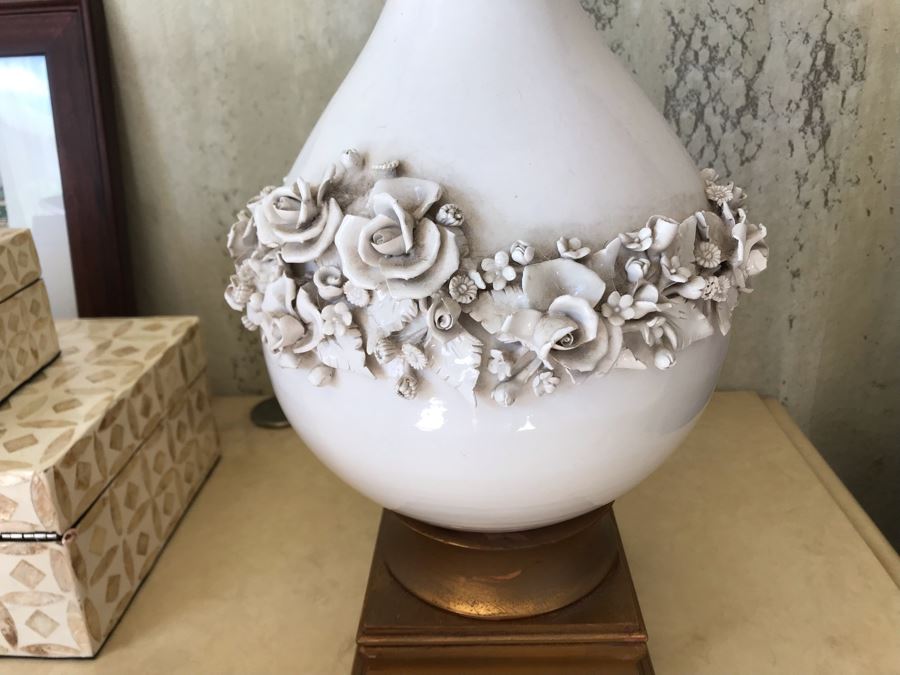 Pair Of Italian Ceramic Original Marbro Table Lamps White [Photo 5]