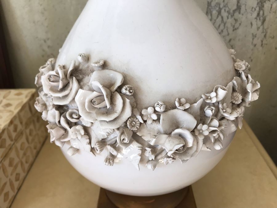 Pair Of Italian Ceramic Original Marbro Table Lamps White [Photo 6]