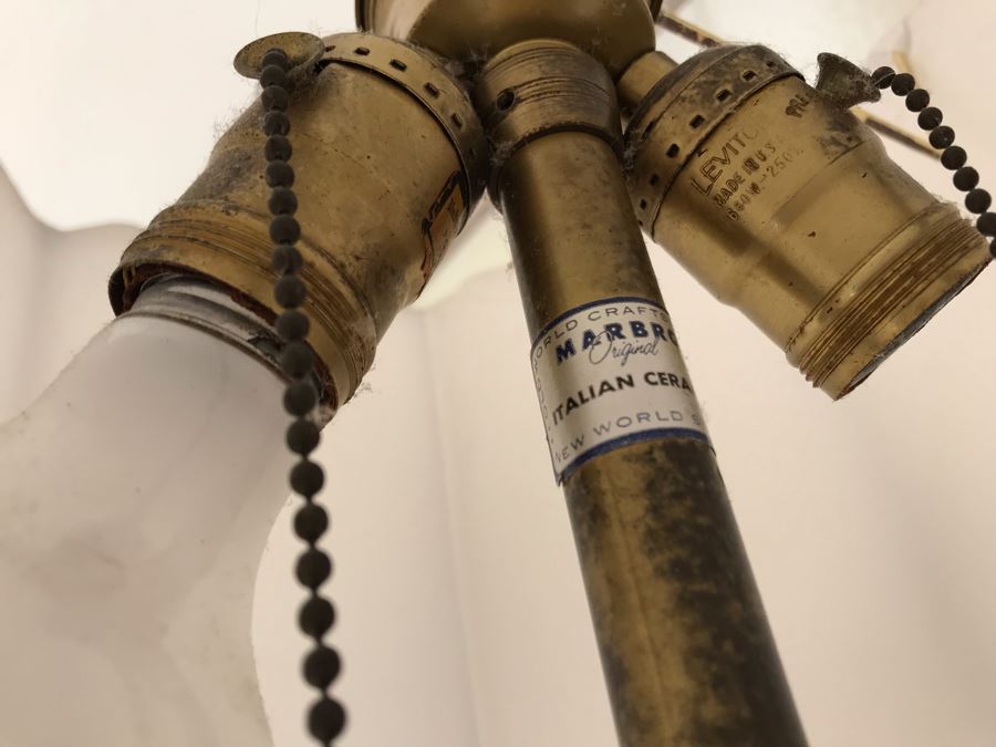 Pair Of Italian Ceramic Original Marbro Table Lamps White [Photo 8]