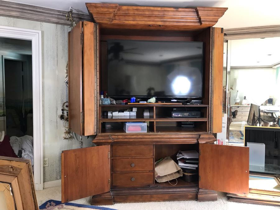 Large Wooden Armoire Cabinet (A Few Pulls Need Replacing) 54W X 27D X 92H [Photo 2]