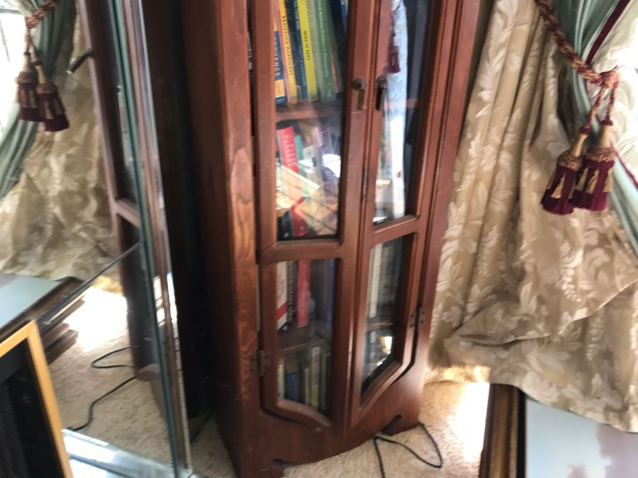 Wooden Dome Top Bookcase Curio Cabinet With Glass Front Doors 20W X 10D X 72H [Photo 5]