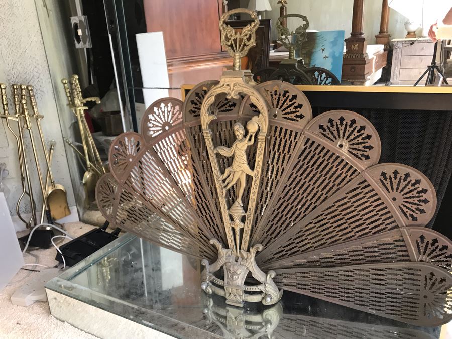 Antique Brass Fan Fireplace Screen – Fireplace Guide by Linda