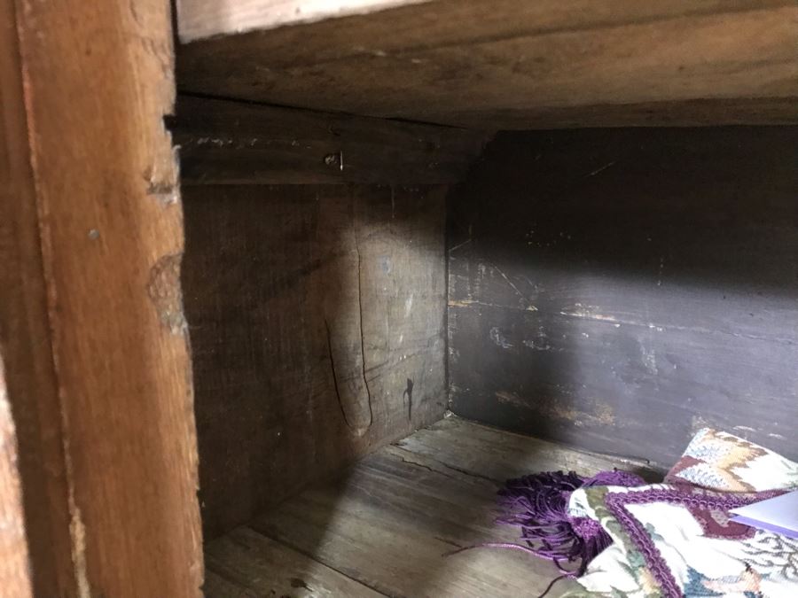 Stunning Antique Hand Carved Buffet Server Cabinet Handpainted From Rome Italy With Relief Carved Ornamentation 69W X 21D X 41H - See Photos [Photo 19]