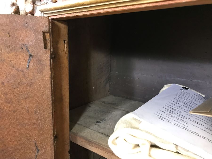 Stunning Antique Hand Carved Buffet Server Cabinet Handpainted From Rome Italy With Relief Carved Ornamentation 69W X 21D X 41H - See Photos [Photo 20]