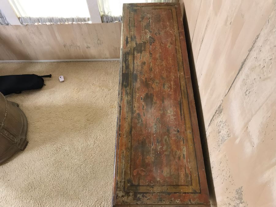 Stunning Antique Hand Carved Buffet Server Cabinet Handpainted From Rome Italy With Relief Carved Ornamentation 69W X 21D X 41H - See Photos [Photo 25]