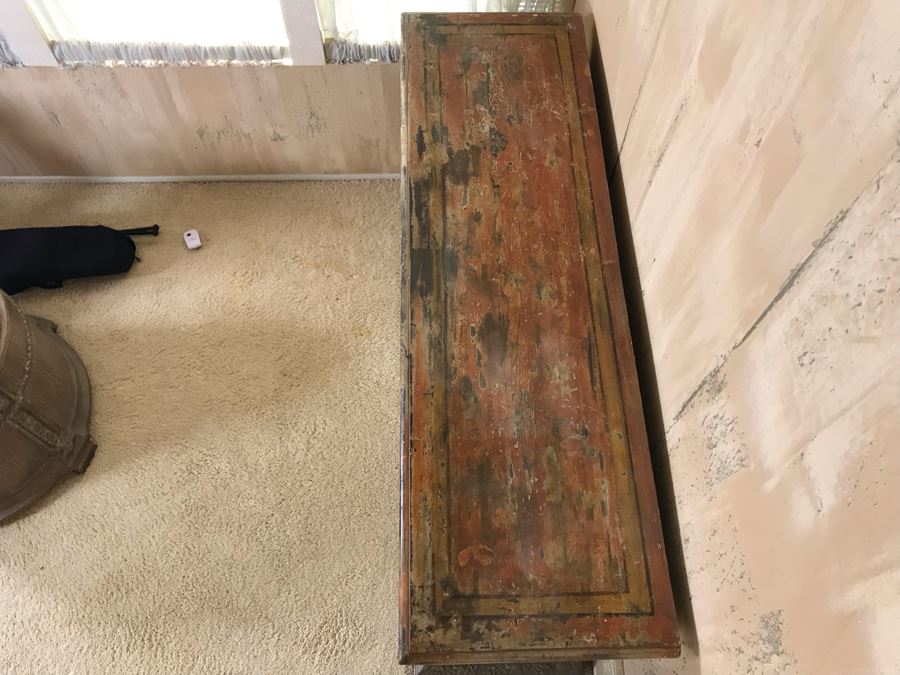 Stunning Antique Hand Carved Buffet Server Cabinet Handpainted From Rome Italy With Relief Carved Ornamentation 69W X 21D X 41H - See Photos [Photo 23]