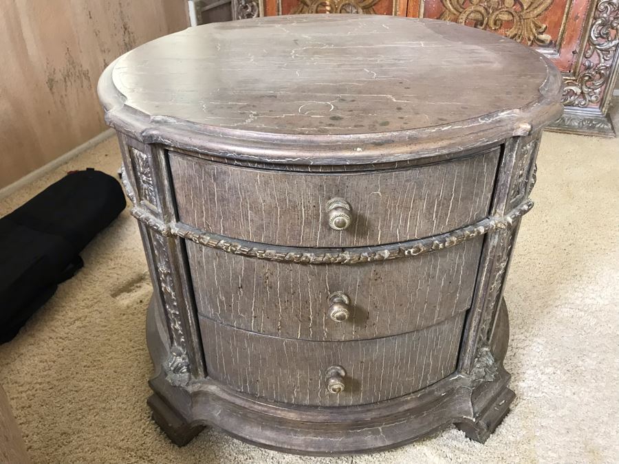Custom Round 3-Drawer Side Table Dresser 30W X 24H [Photo 3]