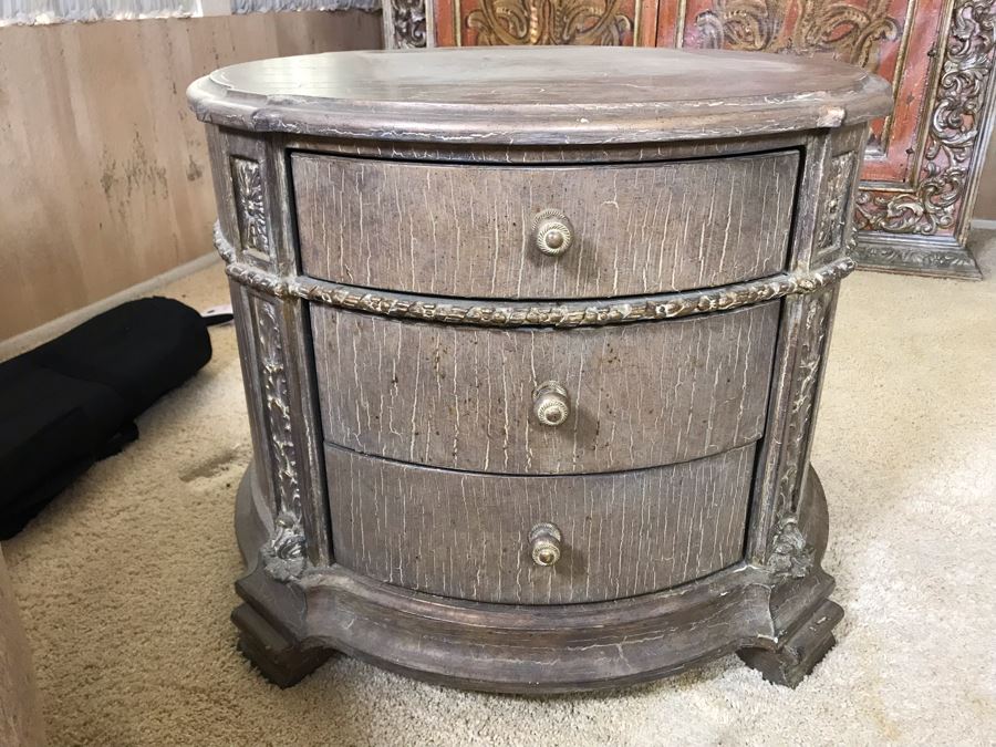 Custom Round 3Drawer Side Table Dresser 30W X 24H
