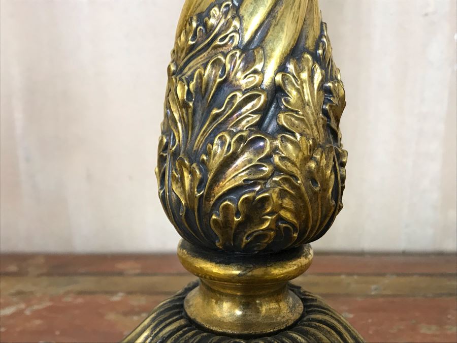 Pair Of Impressive Heavy Antique Gilt Bronze Lion Footed Four-Arm Candelabras From Getty Estate In Italy 19W X 28H - See Photos [Photo 11]