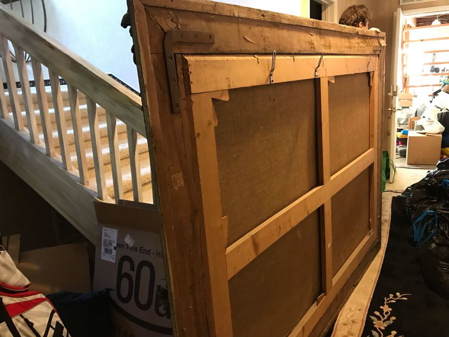 Large Original Antique Religious Oil Painting Of Jesus Blessing Children In Antique Wooden Painting From Rome Italy Measures 76W X 50H Frame Measures 90W X 64H - Has Reserve Price [Photo 39]