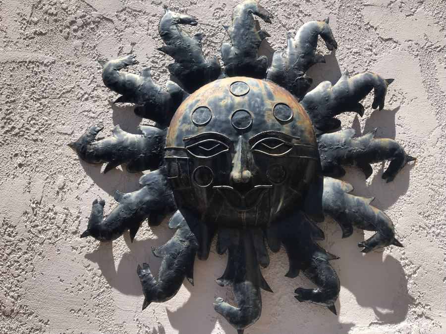 Metal Sun Sculpture With Horses 36W [Photo 2]