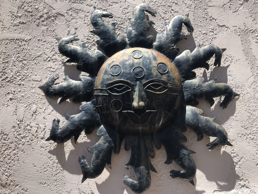 Metal Sun Sculpture With Horses 36W [Photo 3]