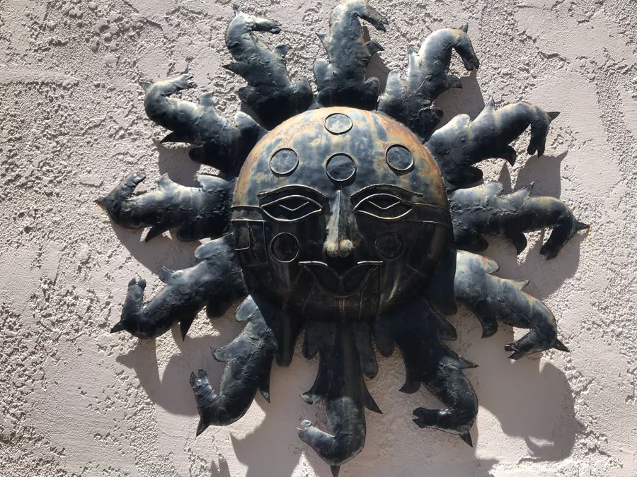Metal Sun Sculpture With Horses 36W