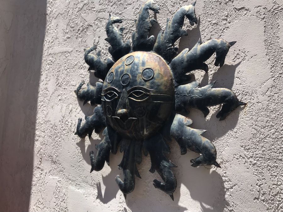 Metal Sun Sculpture With Horses 36W [Photo 4]