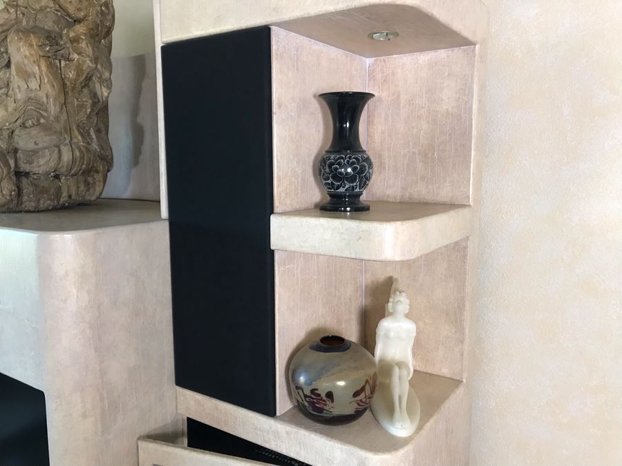 Large Custom 4-Piece Entertainment Center Cabinet With Built-In Speakers (Stereo Equipment On Lower Right Shelves Included With Cabinet) 118W X 33D X 84H [Photo 6]