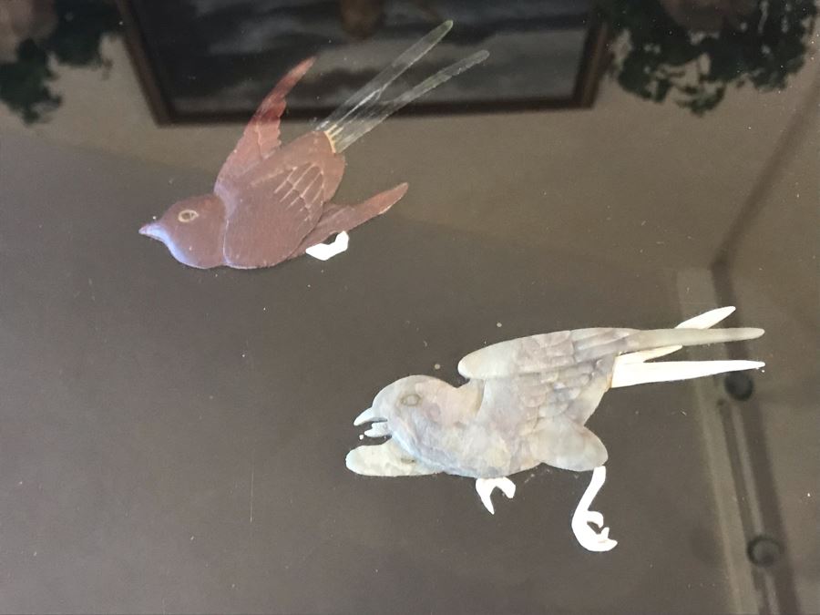 Asian Wooden Black Lacquer Oriental Tea Coffee Table Set With Inlaid Pearl And (4) Built-In Stools With Glass Top 34W X 20H [Photo 7]