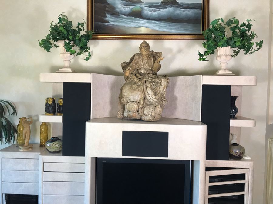 Large Hand Carved Wooden Sculpture Of Biblical Man (Possibly Moses) From Rome Italy 24W X 16D X 36H - See Photos [Photo 20]