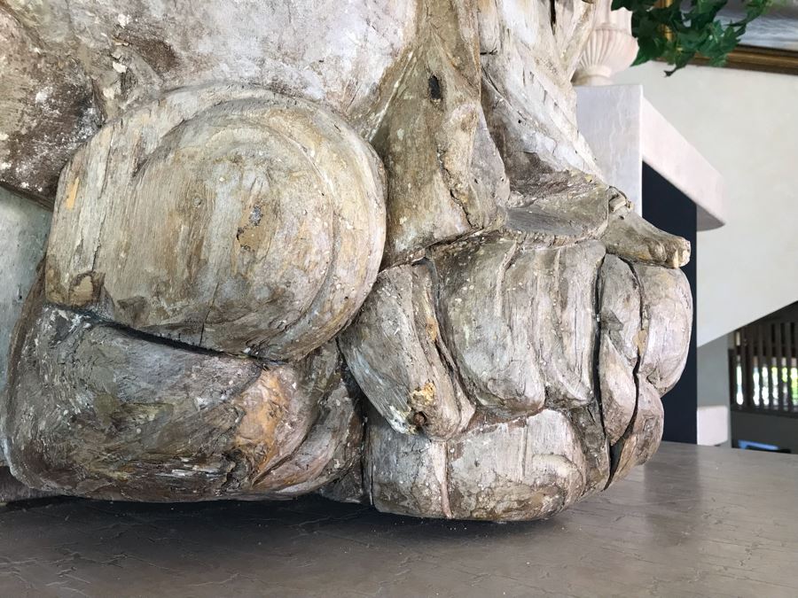 Large Hand Carved Wooden Sculpture Of Biblical Man (Possibly Moses) From Rome Italy 24W X 16D X 36H - See Photos [Photo 11]