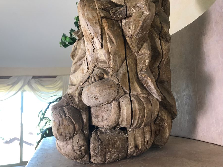 Large Hand Carved Wooden Sculpture Of Biblical Man (Possibly Moses) From Rome Italy 24W X 16D X 36H - See Photos [Photo 14]