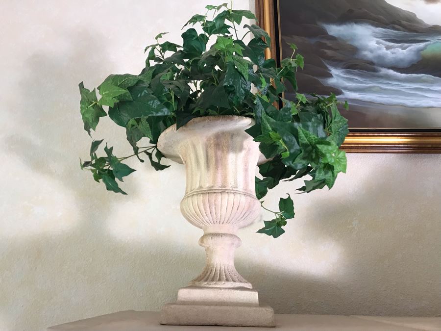 Pair Of Planter Urns With Artificial Plants [Photo 4]