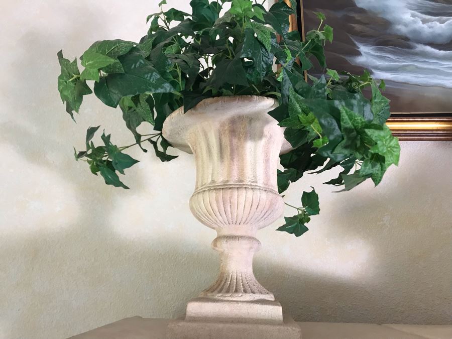 Pair Of Planter Urns With Artificial Plants [Photo 2]