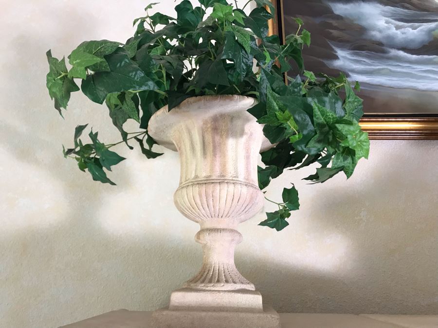 Pair Of Planter Urns With Artificial Plants [Photo 3]