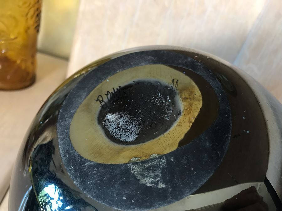 Signed Studio Iridescent Art Glass Vase By Bruce Stowell 9W X 7H [Photo 7]