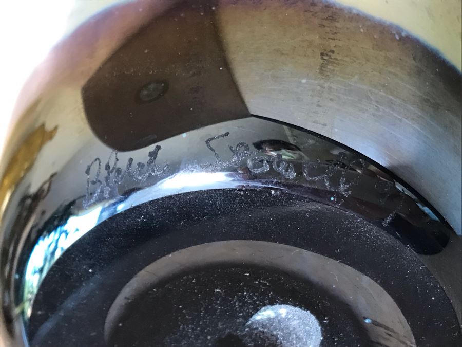 Signed Studio Iridescent Art Glass Vase By Bruce Stowell 5W X 12H [Photo 7]