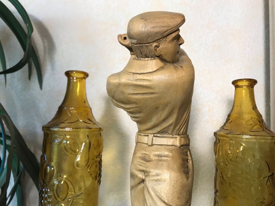 Handcrafted Carved Wooden Golfer Sculpture Statue 16H [Photo 6]