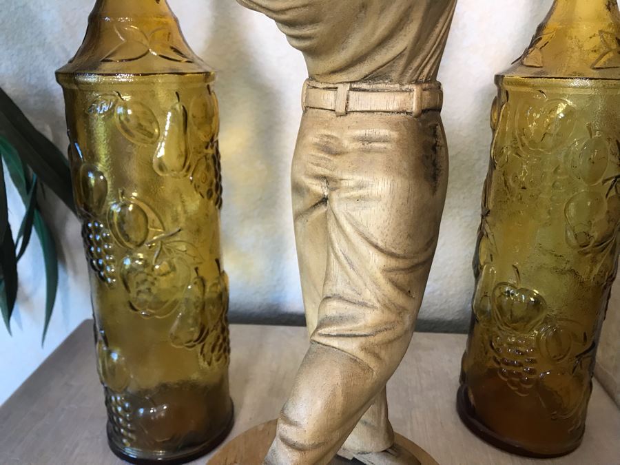 Handcrafted Carved Wooden Golfer Sculpture Statue 16H [Photo 5]