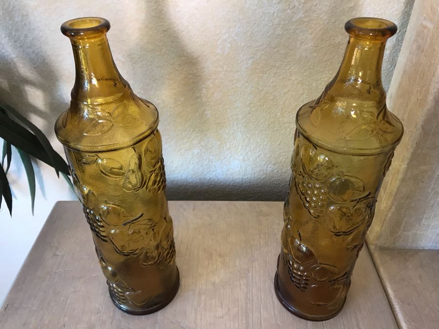 Pair Of Amber Glass Bottles 14.5H [Photo 5]