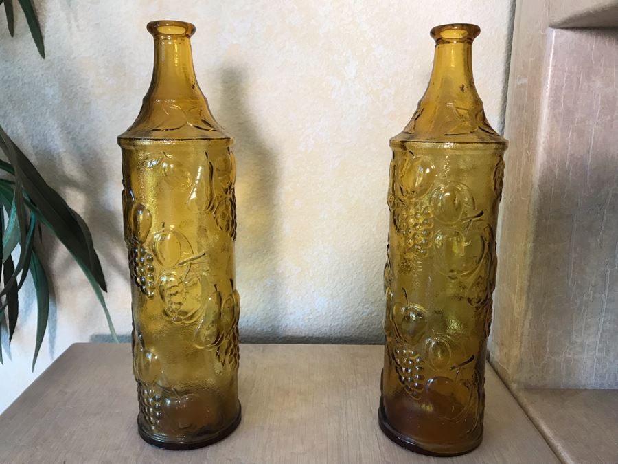 Pair Of Amber Glass Bottles 14.5H [Photo 1]
