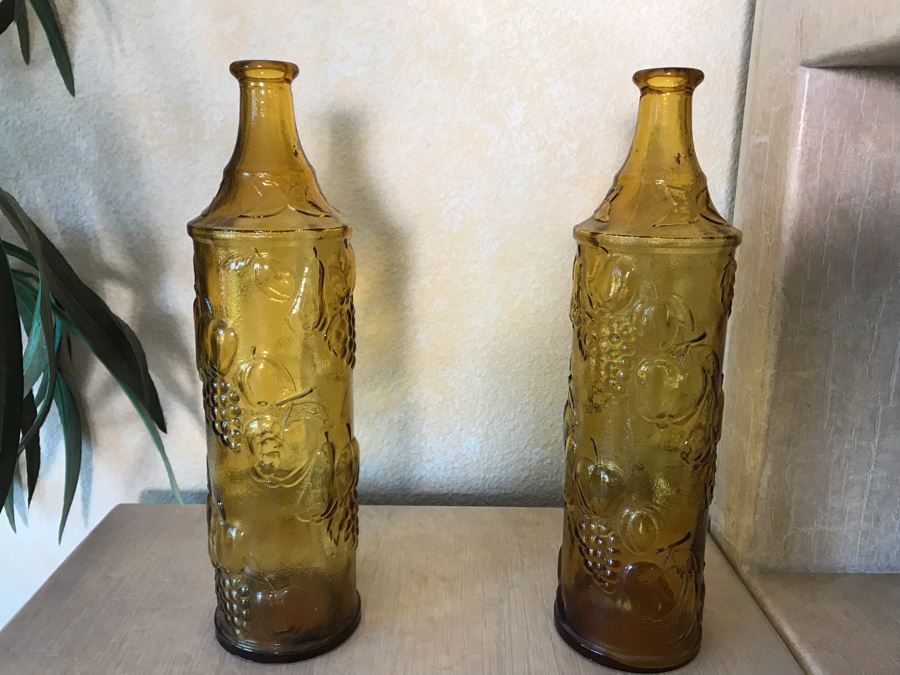 Pair Of Amber Glass Bottles 14.5H [Photo 2]